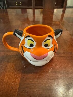 Disney Aladdin Rajah Tiger Orange & White 3D Figural Ceramic Coffee Tea Mug Cup